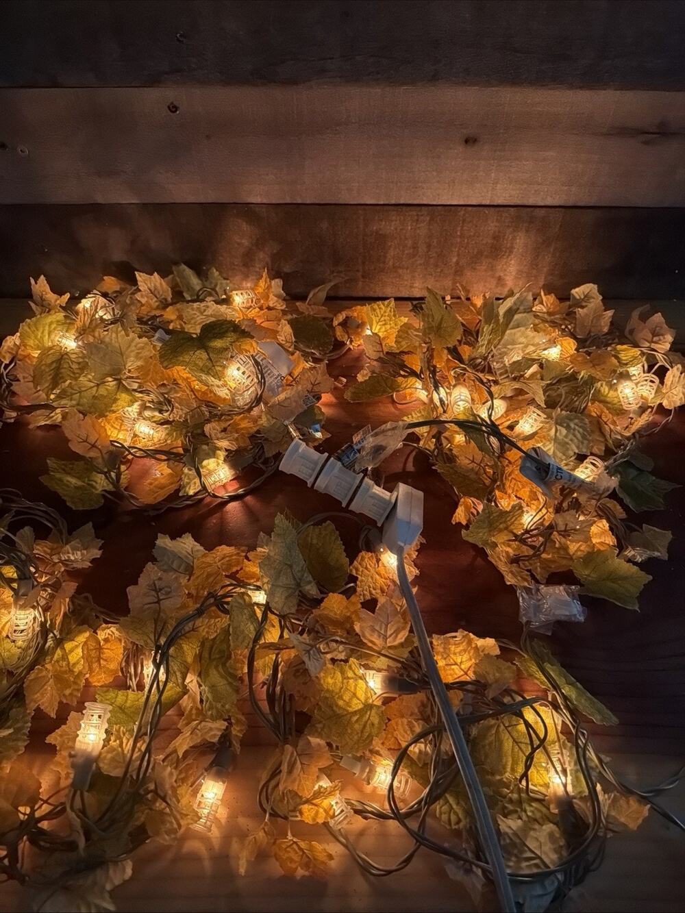 Fall Warm Lights Autumn Leaves Garland Fall Decor Set Of 3
